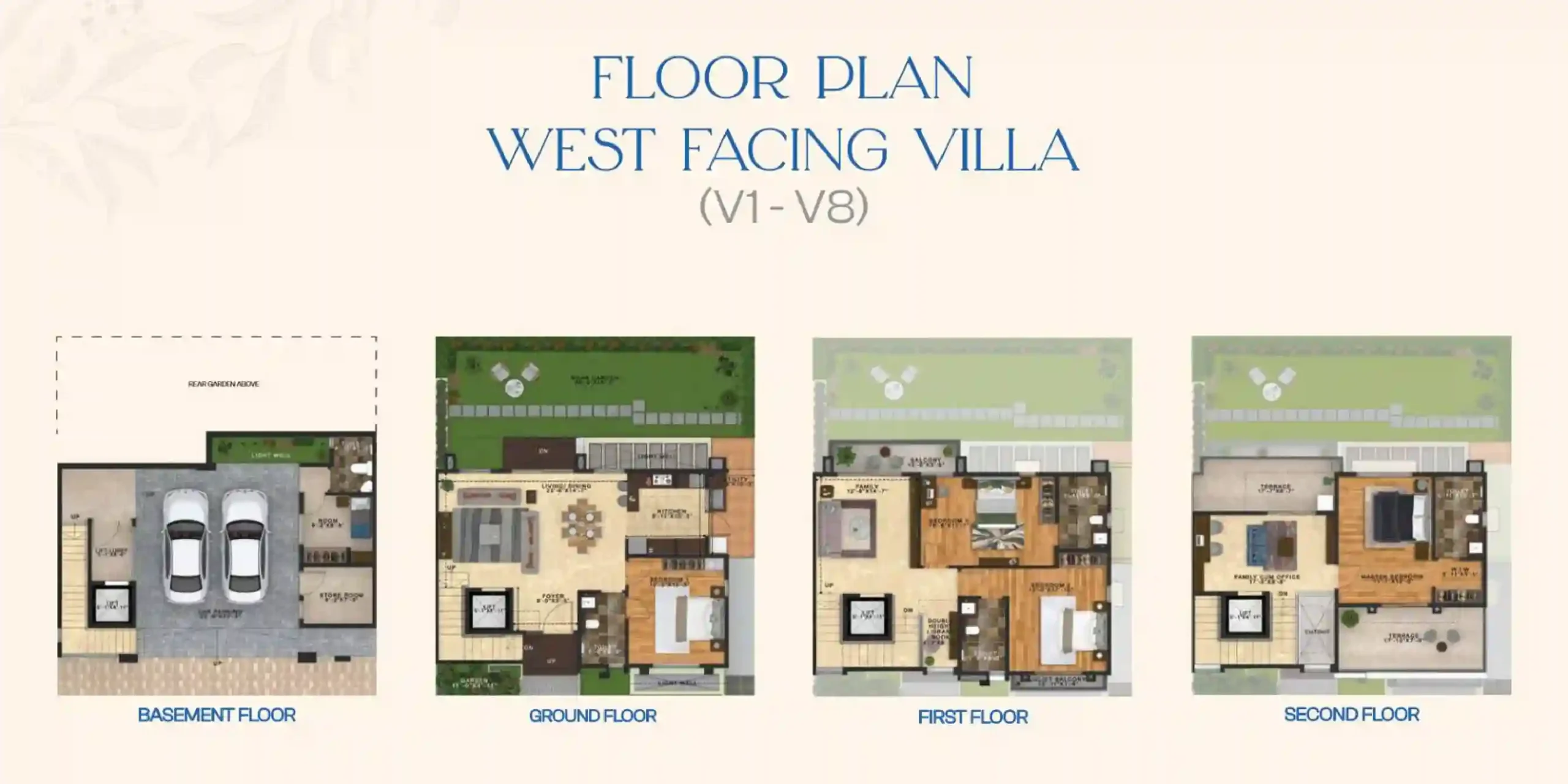 NVT Oikos 4 BHK Villa Floor Plan West Facing