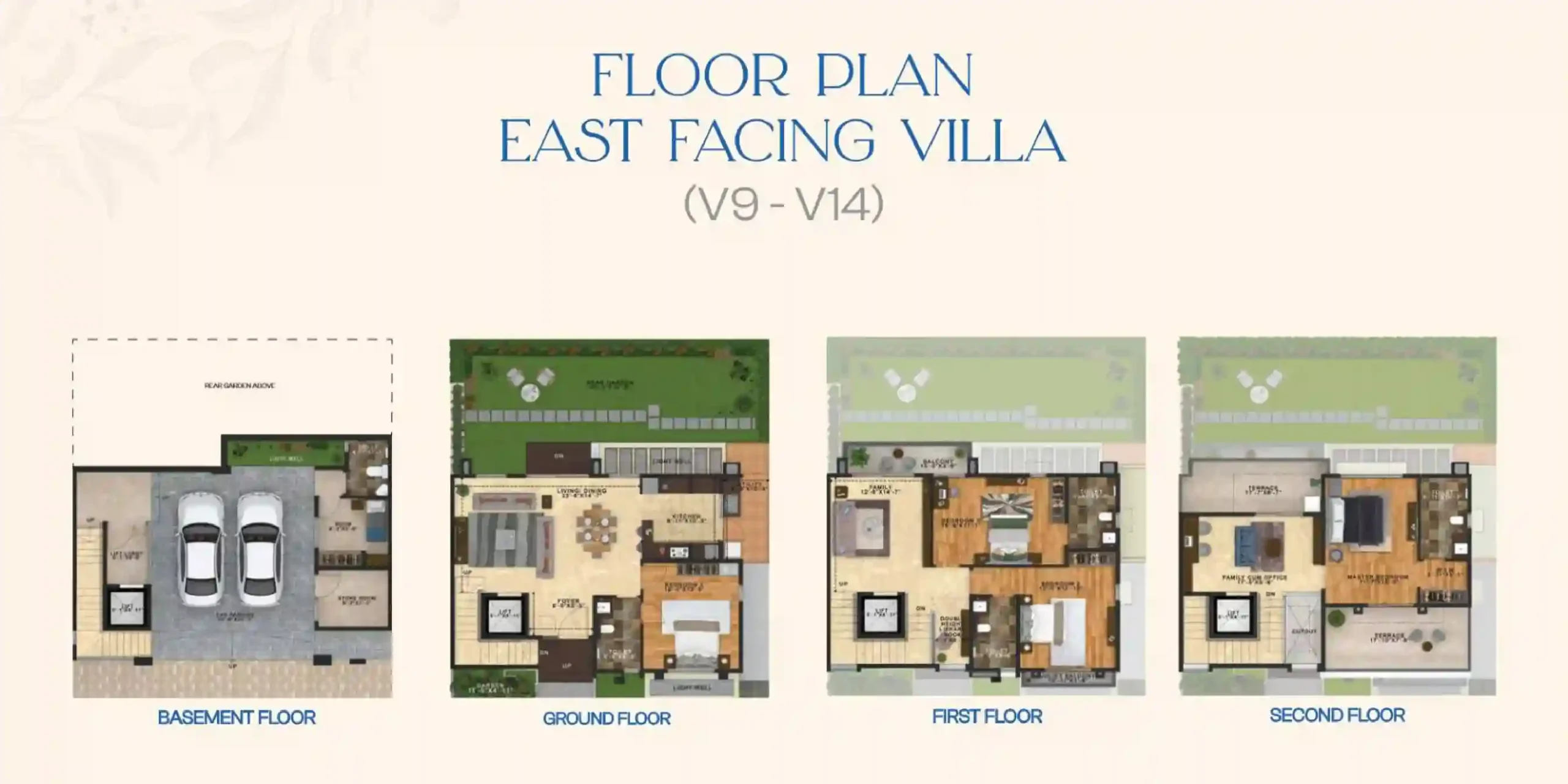 NVT Oikos Floor Plan 4 BHK Villa East Facing